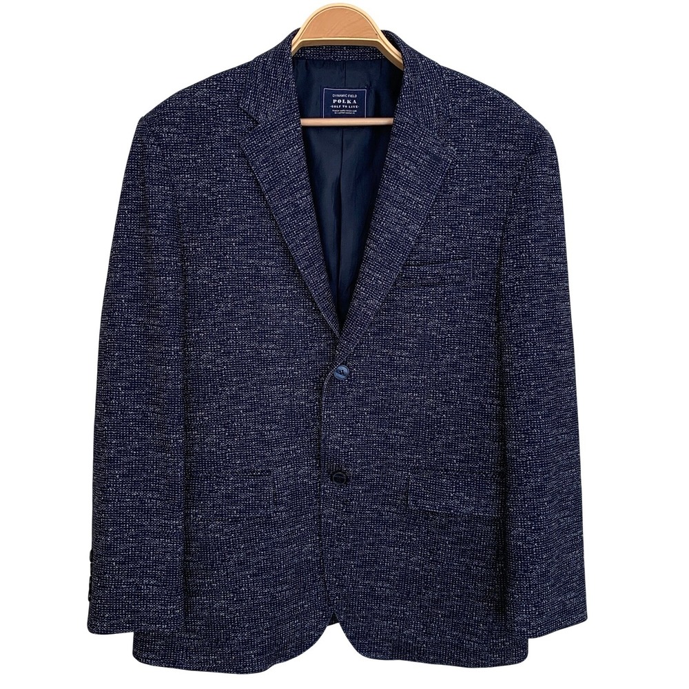 Polka British Made Blazer Sport Coat Navy Flecked Golf Heritage / Size 105 (42R)